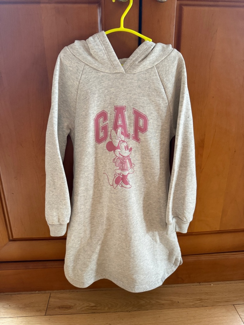 GAP Light Gray Hoodie Dress with Pink Minnie Graphic
